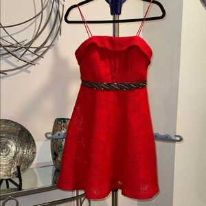 Papaya Red Lace Dress
